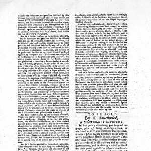 Second page of a broadside outlining the Act for Blocking up the Harbour of Boston