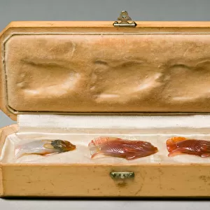 Set of Three Fish in Original Box, c. 1890 (agate)
