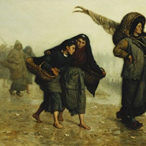 The Shell Collectors; Les Ramasseuses de Coquillages, (oil on canvas)