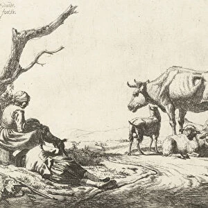Shepherd and shepherdess with cattle, 1653 (etching)