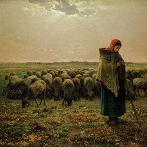 Shepherdess with her Flock, 1863 (oil on canvas)
