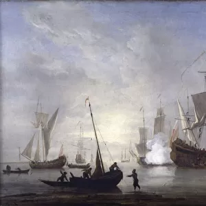 Shipping in a calm, c. 1680 (oil on canvas)