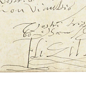 Signature on a letter from Elizabeth I of England to Henri IV of France, c