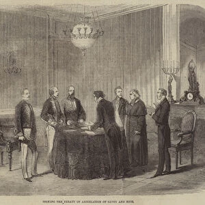 Signing the Treaty of Annexation of Savoy and Nice (engraving)