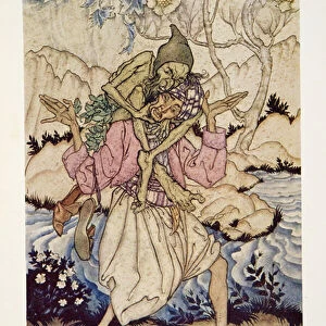 Sinbad carried the Old Man of the Sea on his shoulders, from The Arthur Rackham Fairy