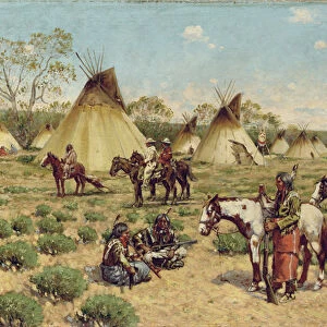 Sioux Encampment, Porcupine, 1910 (oil on canvas laid down on board)