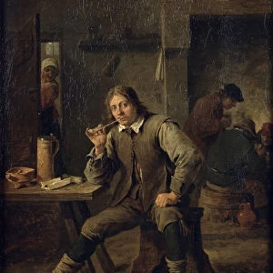 A Smoker Leaning on a Table, 1643 (oil on canvas)