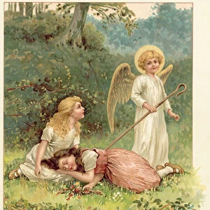 Snow-White, Rose-Red, and the Angel (chromolitho)