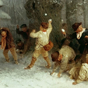 Snowballing, 1865 (oil on canvas)