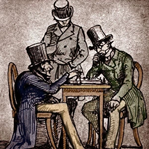 Soren Kierkegaard Playing Chess (pen and ink with wash on paper)