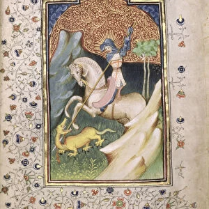 St George fighting the dragon, 1420-30 (tempera & gold on parchment)