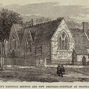 St Marys National Schools and New Drinking-Fountain at Chatham (engraving)