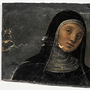 St Scholastica (oil on wood (fragment), 15th-16th century)