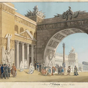 Stage design for the opera Palmira, regina di Persia by Antonio Salieri - Radl, Anton (1774-1852) - First quarter of 19th cen. - Etching, watercolour - 51, 3x73, 4 - Private Collection