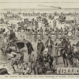 The Stampede for Dinner on the Public Promenade at Colombo, Ceylon, when the Final Piece begins (engraving)