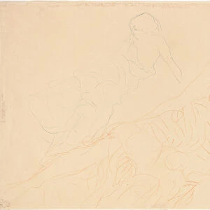 Two studies of a reclining woman, 1913 (pencil on paper)