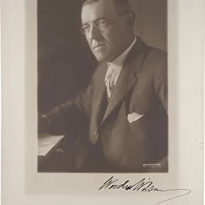 Studio portrait of Woodrow Wilson by Harris & Ewing, c. 1915 (sepia photo)