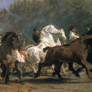 Study for the Horsemarket, 1852-54 (oil on canvas)