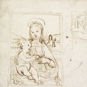 Study for a Picture of the Virgin and Child (pen and brown ink over metalpoint on white