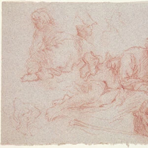 Study of a reclining man (red chalk on paper)