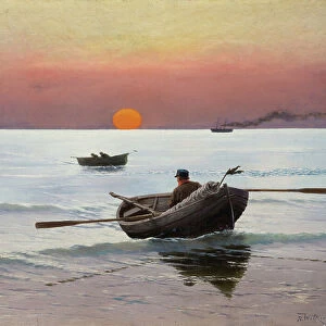 Sunset on the Sea (oil on canvas)