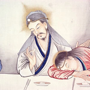 Last Supper, Christ and St John (w / c on paper) (detail of 231479)