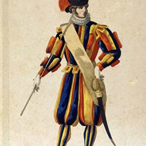Swiss guard of the Vatican City in small outfit
