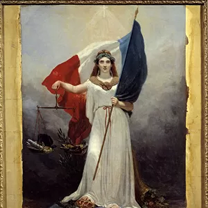 Symbolic figure of the Republic. Allegory representing the republic as a woman wearing a