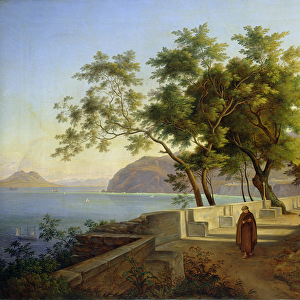 The Terrace of the Capucins in Sorrento, 1828 (oil on canvas)
