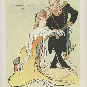 Teutonic gallantry. Illustration for Le Rire (colour litho)