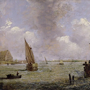 On the Thames (oil on panel)