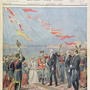 Title page depicting the arrival of his majesty the Emperor of Russia in Cherbourg