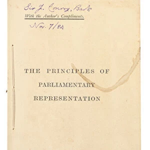 Title Page for The Principles of Parliamentary Representation, 1884 (print)