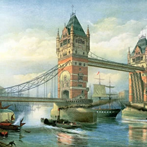 The Tower Bridge, London (colour litho)