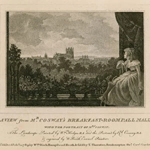 A view from Mr Cosways breakfast room, Pall Mall, with the portrait of Mrs Cosway (engraving)