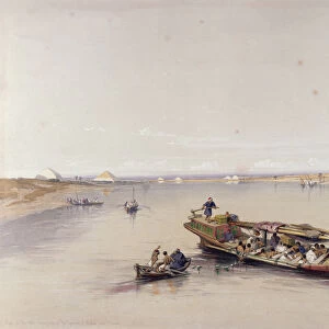 View on the Nile looking towards the Pyramids of Dahshur and Saqqarah, from Egypt