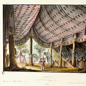 View of the royal tent of Genghis Khan. Scenography for the ballet Gengis-Khan