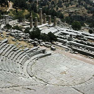View of the theater, near the Temple of Apollo. 4th century BC (photography)