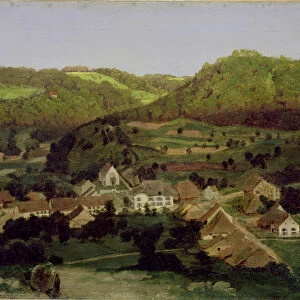 A View of the Village of Tenniken, 1846 (oil on canvas)