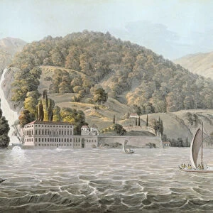 Villa Pliniana, Lake Como, 1803 (coloured engraving)