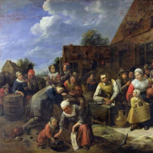 A Village Banquet (oil on canvas)