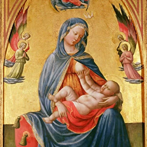 Virgin and Child with God the Father, Holy Spirit and angels (oil on panel)