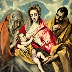 Virgin and Child with SS. Anne and Joseph, 1587-96 (oil on canvas)