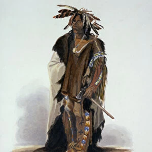 Wahk-Ta-Ge-Li, a Sioux Warrior, plate 8 from Volume 2 of