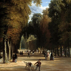 Walk to the Parc de Saint Cloud (detail). Painting by Raymond Esbrat (1809-1856), 1850. Roanne, Joseph Dechelette Museum