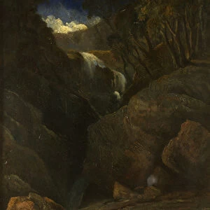 A Waterfall, 1837 (oil on panel)