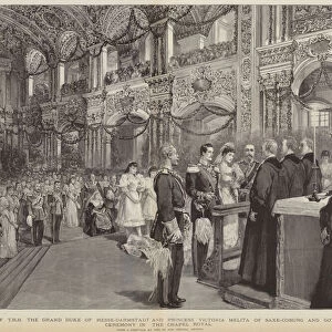 The wedding of TRH The Grand Duke Of Hesse-Darmstadt and Princess Victoria Melita Of Saxe-Coburg And Gotha, the ceremony in the Chapel Royal (engraving)