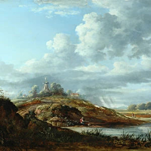 A Windmill above a River (oil on panel)