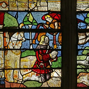 Window depicting Saint Hubert and the Stag (stained glass)