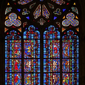 Window w30 depicting reset panels of the Creation, featuring Adam and Eve and Cain